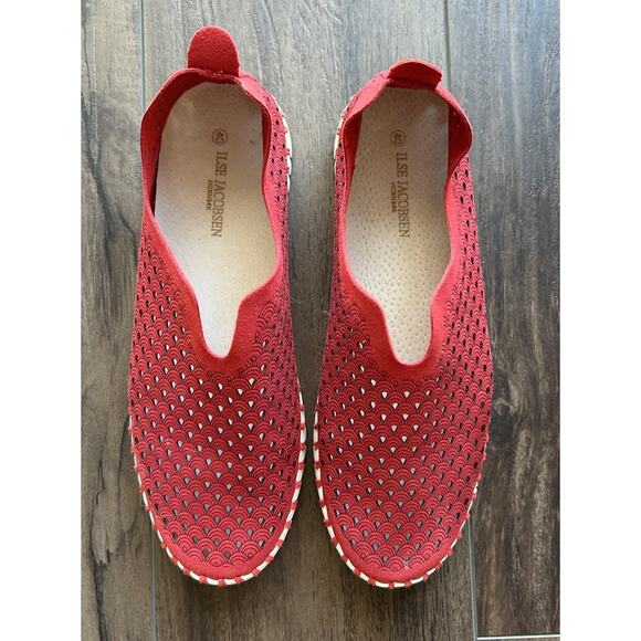 Ilse Jacobsen Norway Tulip Red Women’s 9.5 / 40 Leather Loafers Slip-On Flats - Picture 4 of 10